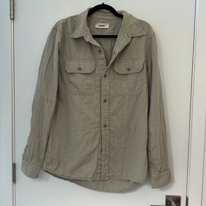 Buck Mason 100% cotton button down taupe